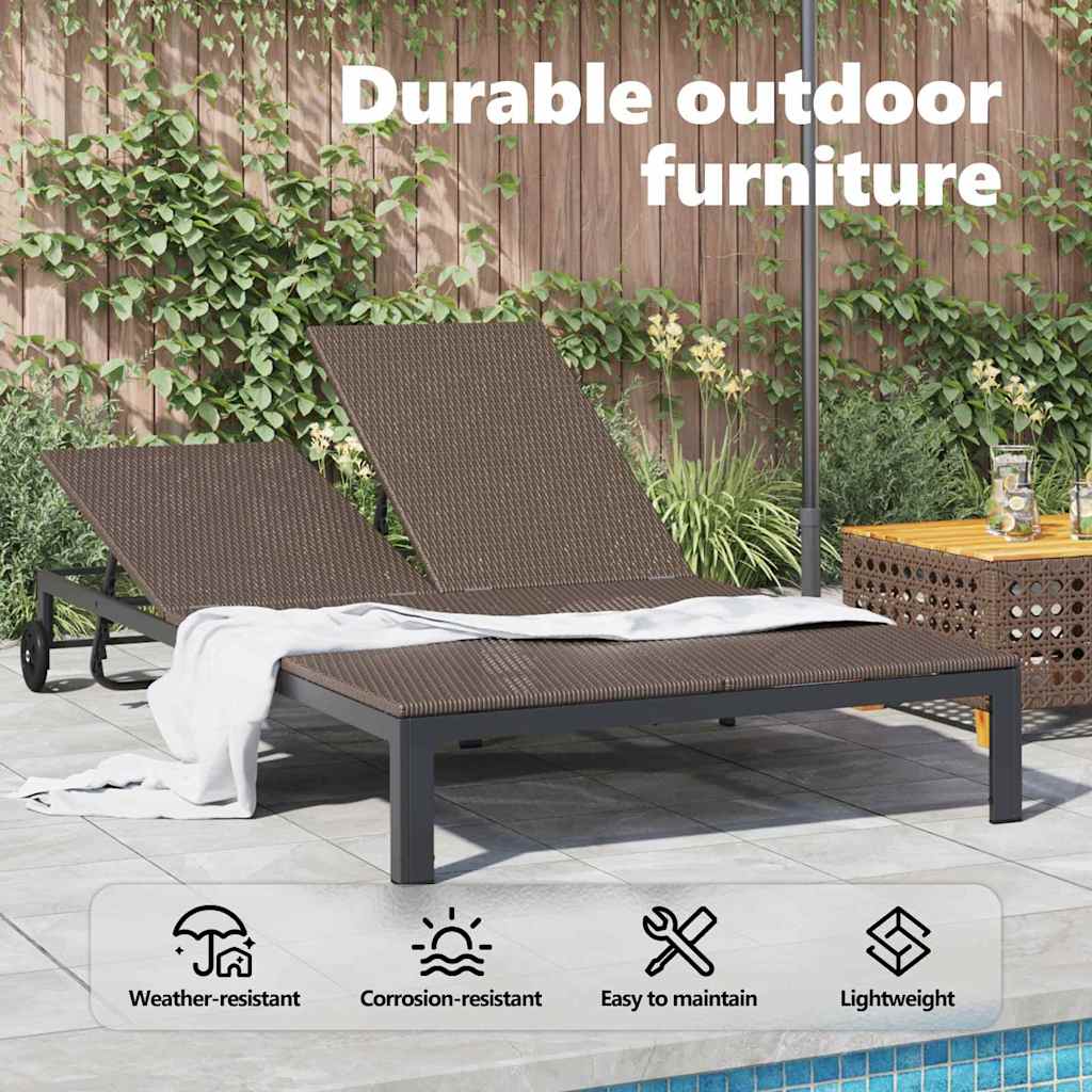 Sunbed Poly Rattan Brown