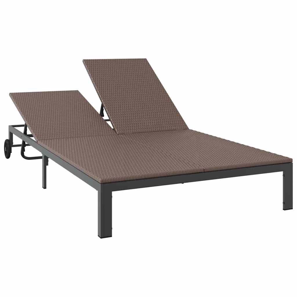 Sunbed Poly Rattan Brown