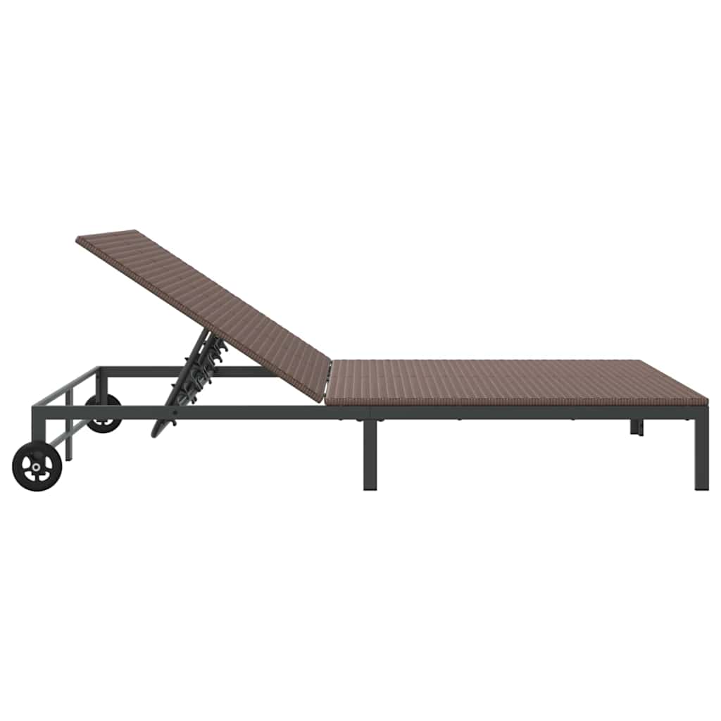 Sunbed Poly Rattan Brown