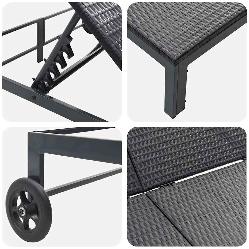 Sunbed Poly Rattan Black