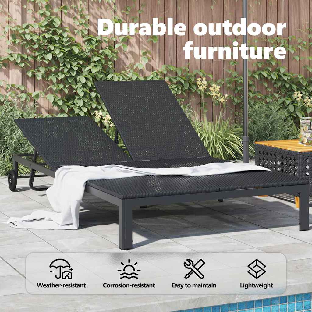 Sunbed Poly Rattan Black