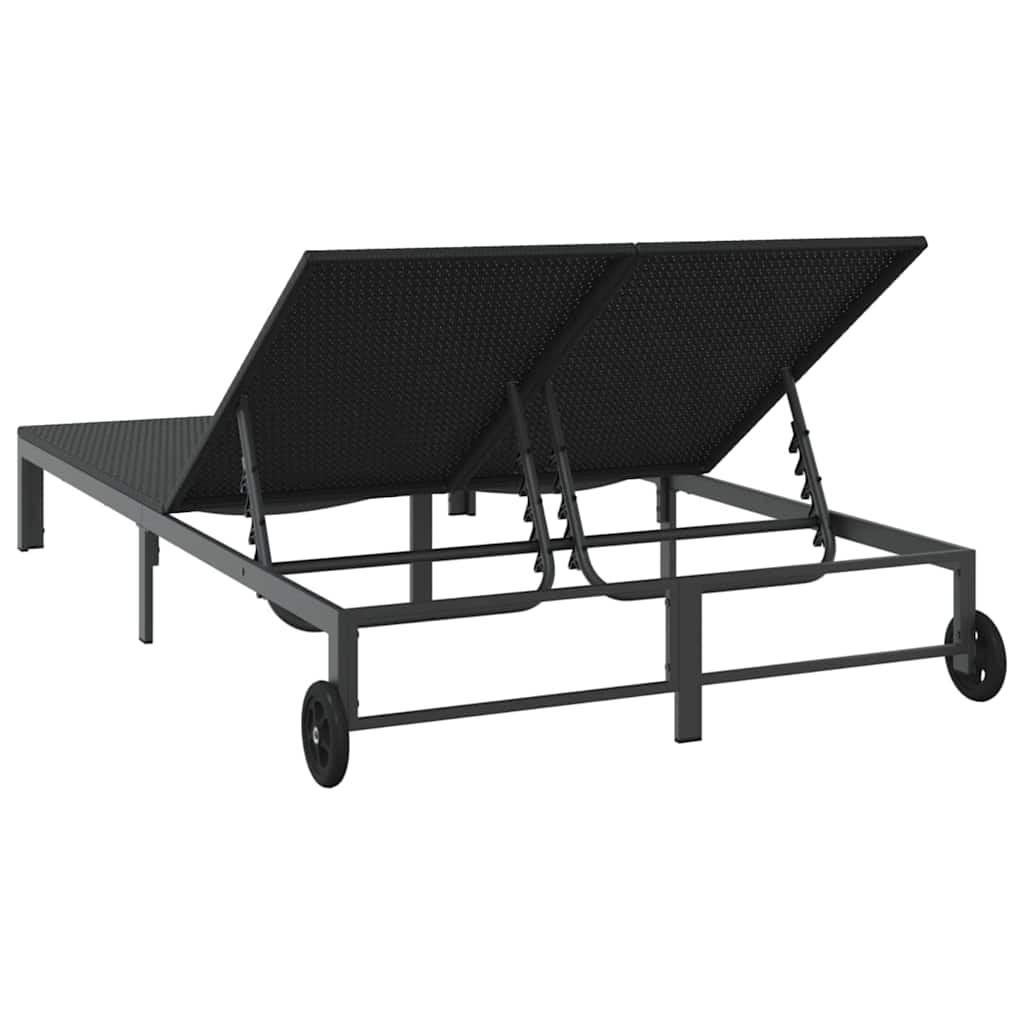 Sunbed Poly Rattan Black