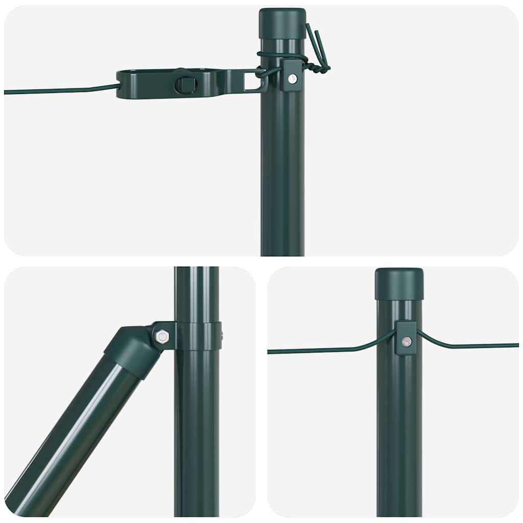 Embedded Fence Post 7 pcs Green Powder-Coated Steel