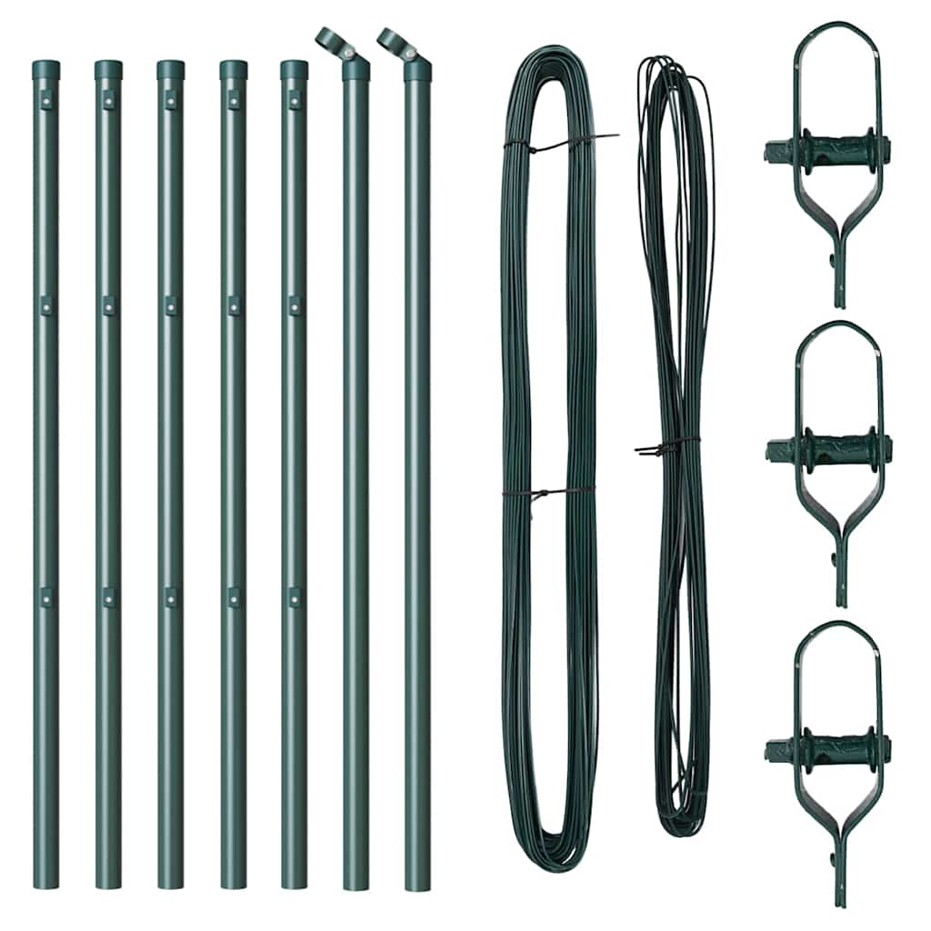 Fence Posts Manual 7 pcs Green Ø32mm 80 cm Galvanised steel