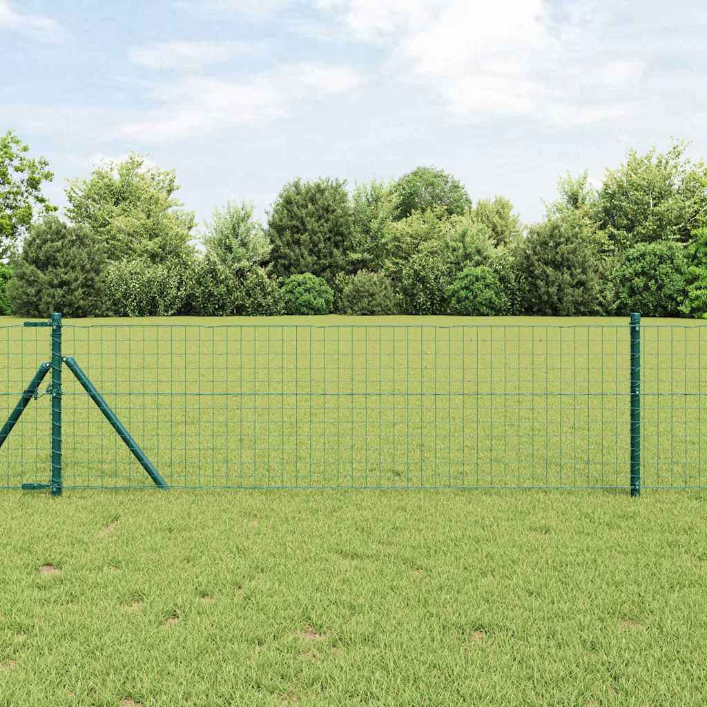Embedded Fence Post 13 pcs Green Powder-Coated Steel
