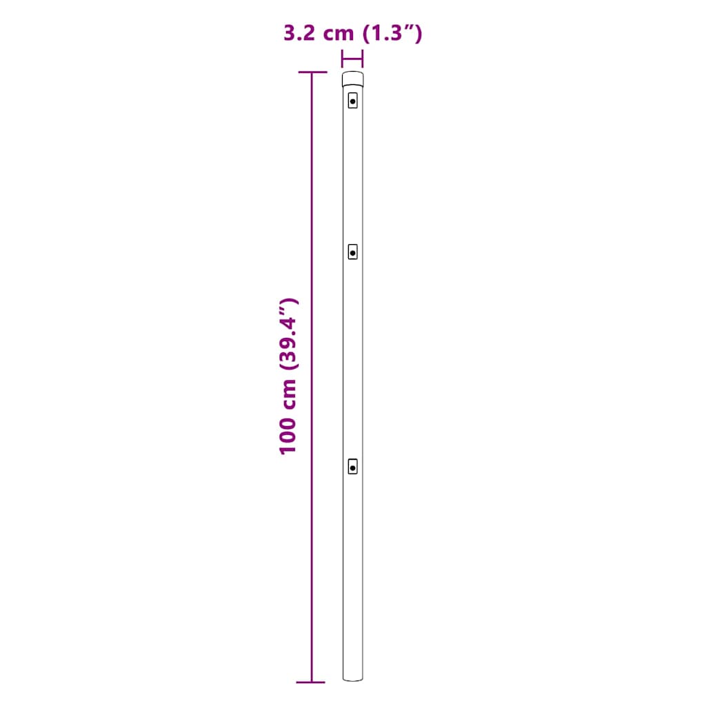 Embedded Fence Post 13 pcs Green Powder-Coated Steel