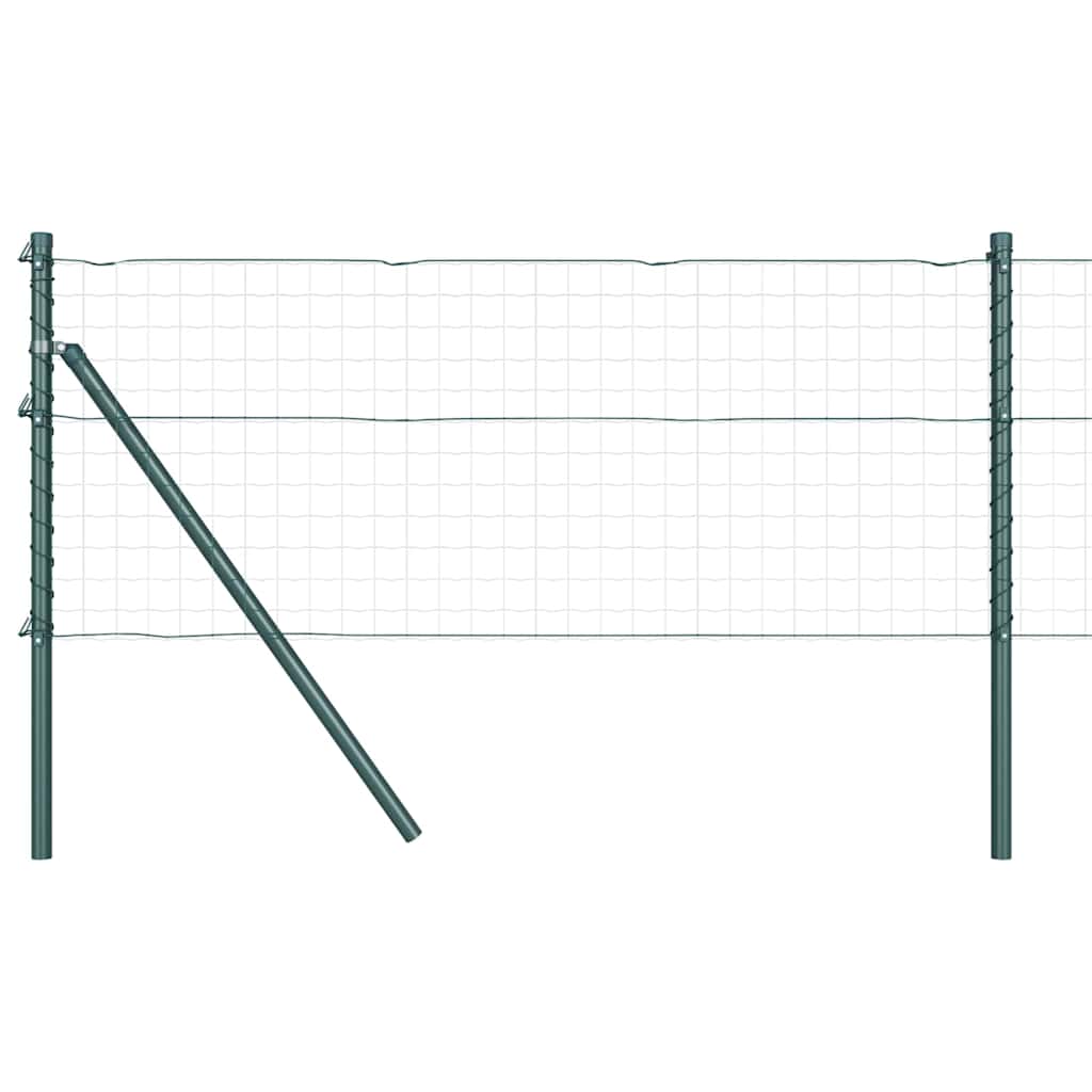 Embedded Fence Post 7 pcs Green Powder-Coated Steel