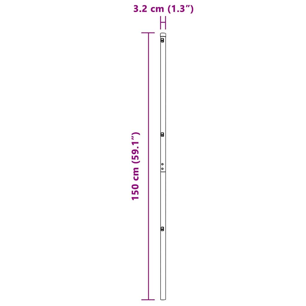 Embedded Fence Post 13 pcs Green Powder-Coated Steel