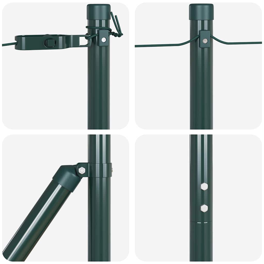 Embedded Fence Post 13 pcs Green Powder-Coated Steel