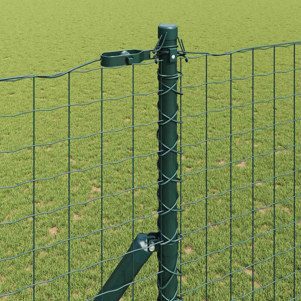 Embedded Fence Post 7 pcs Green Powder-Coated Steel