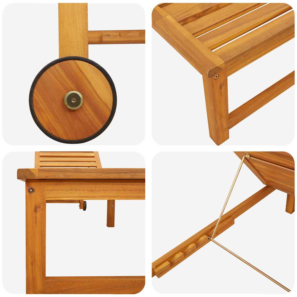 Sun Lounger 2 pcs Solid Acacia Wood Brown