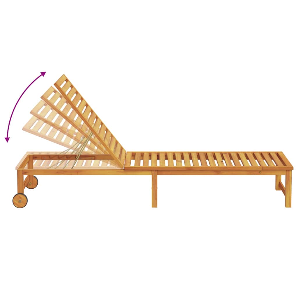 Sun Lounger 2 pcs Solid Acacia Wood Brown