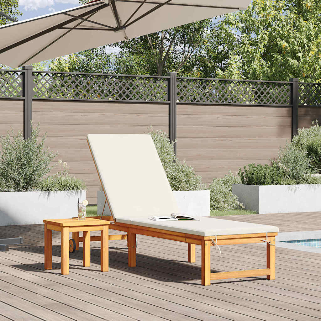 Sun Lounger 2 pcs Solid Acacia Wood Brown