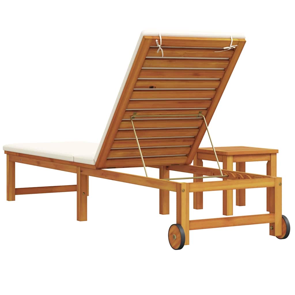 Sun Lounger 2 pcs Solid Acacia Wood Brown