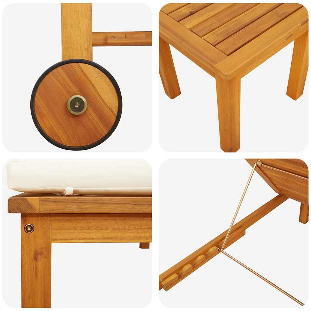 Sun Lounger 3 pcs Solid Acacia Wood Brown