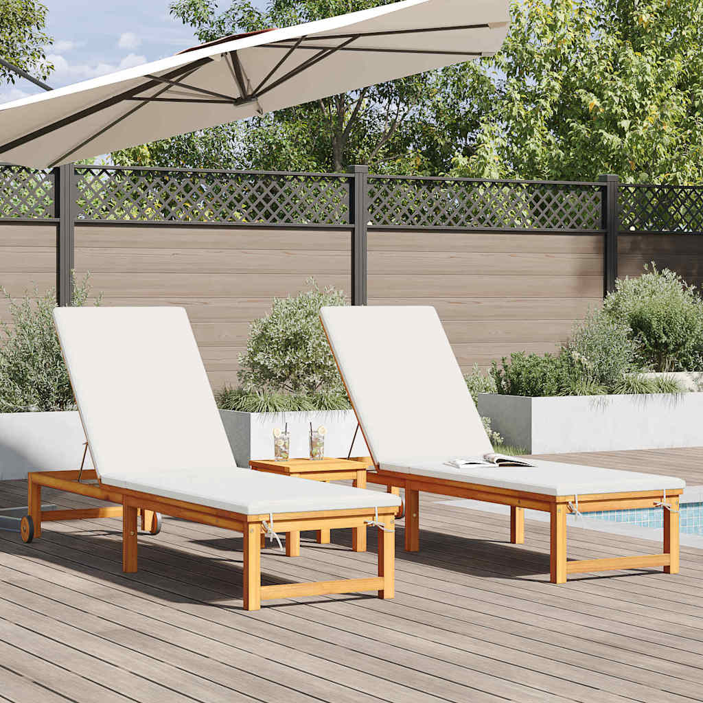 Sun Lounger 3 pcs Solid Acacia Wood Brown