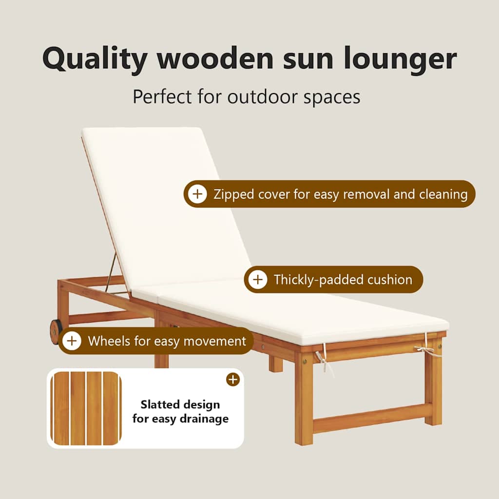 Sun Lounger Reclining 3 pcs Brown Solid Acacia Wood