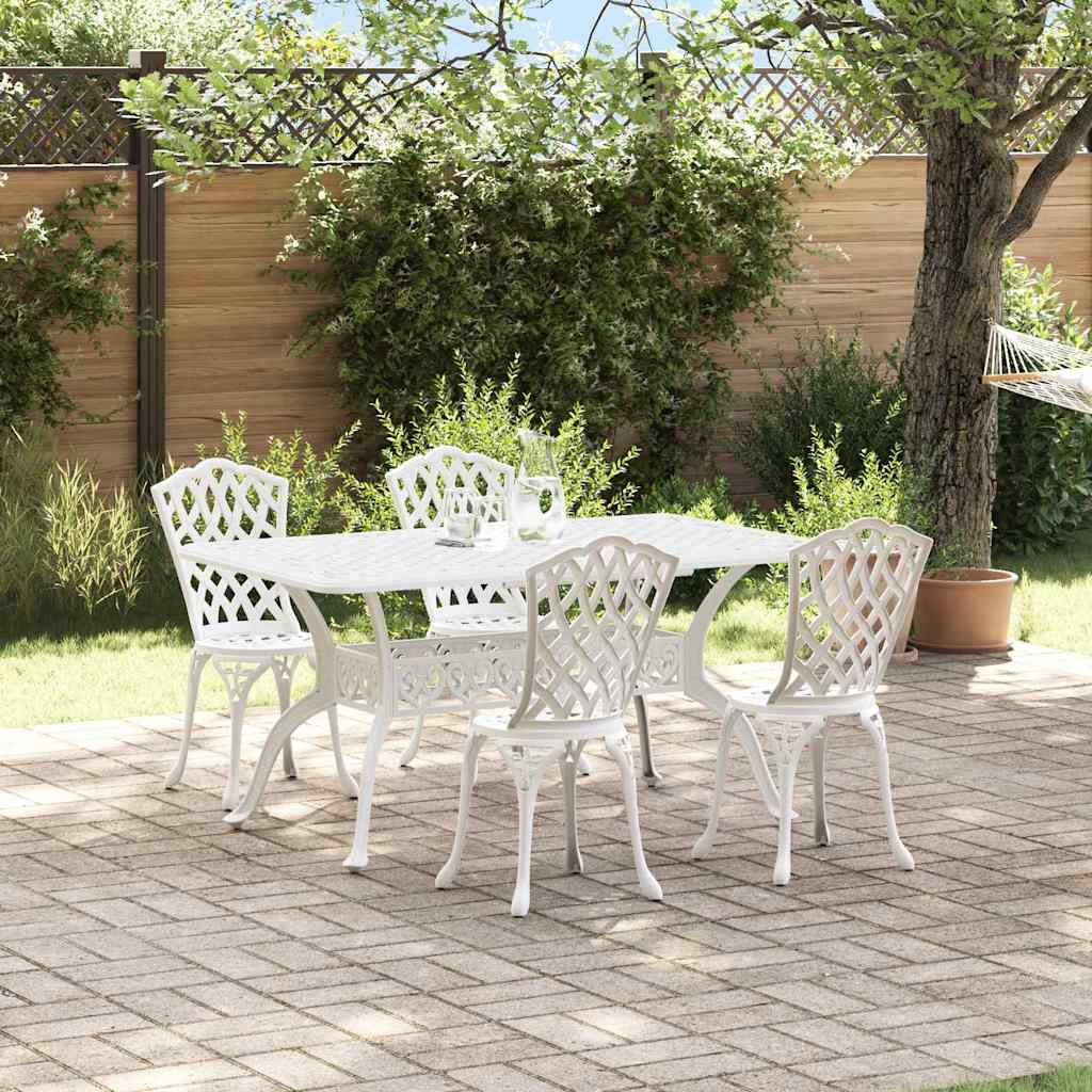 Garden Dining Set 5 pcs White Aluminium