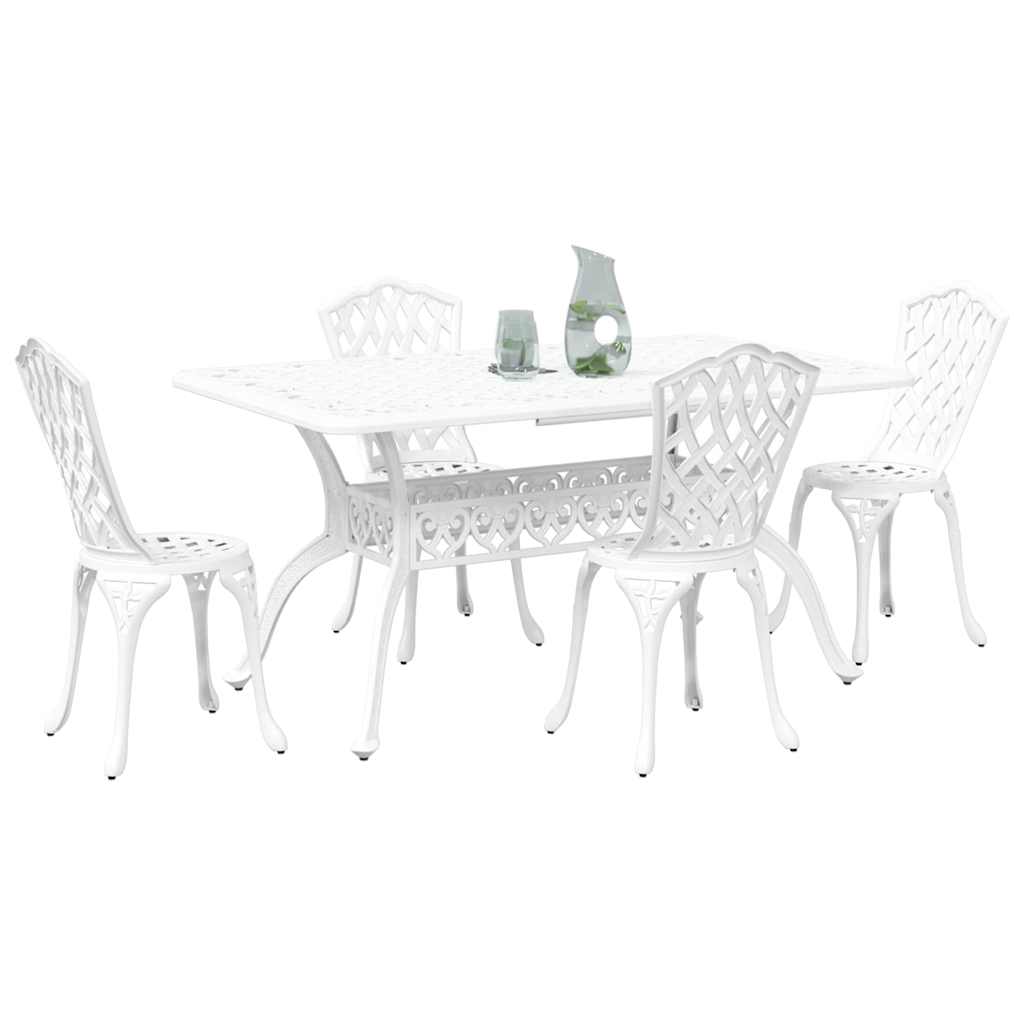 Garden Dining Set 5 pcs White Aluminium