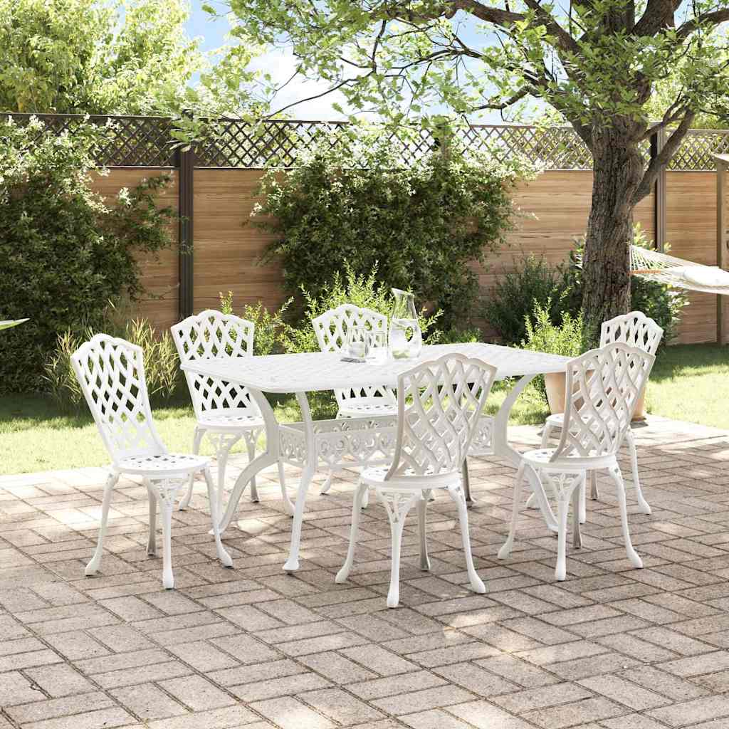 Garden Dining Set 7 pcs White Aluminium