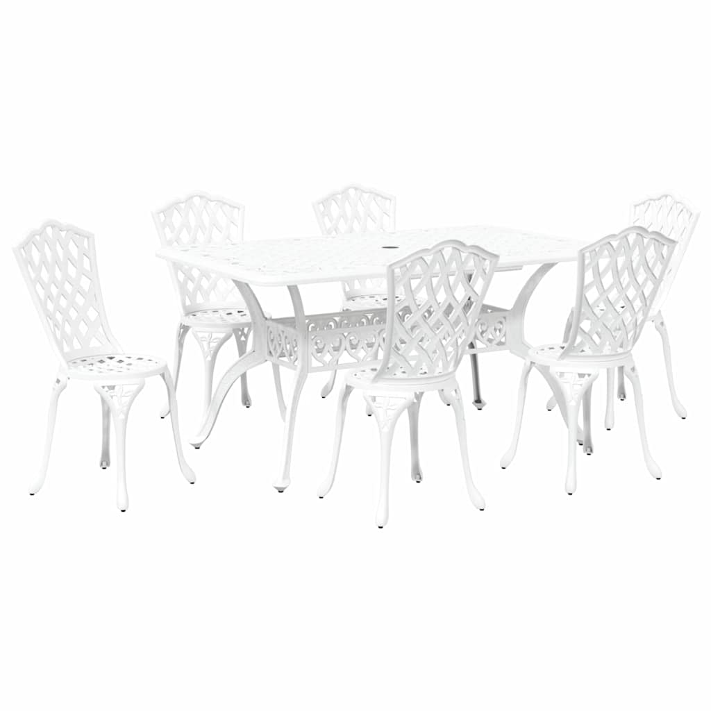 Garden Dining Set 7 pcs White Aluminium