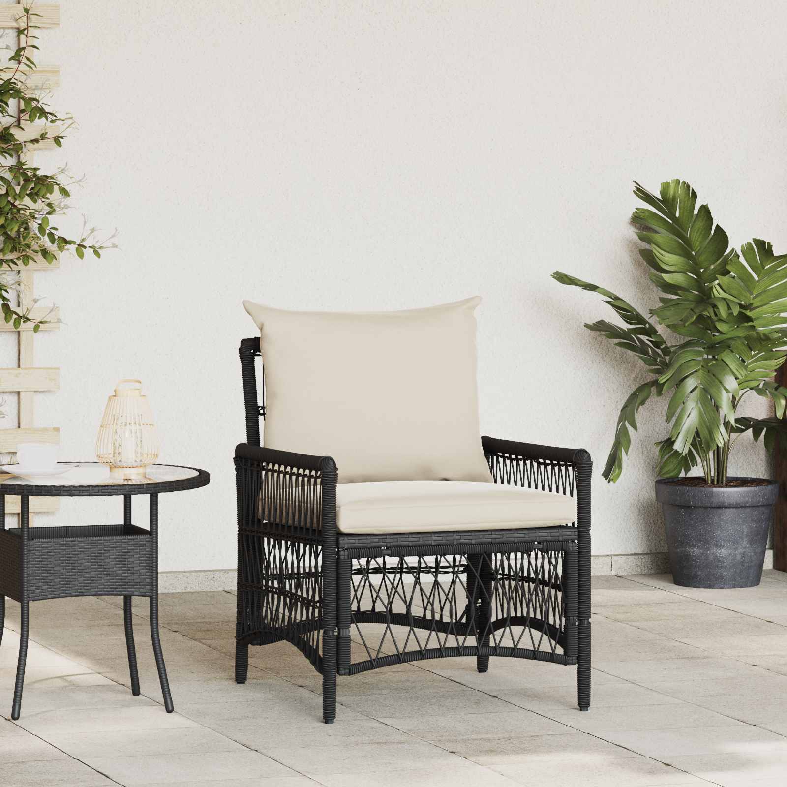 Garden Chair Black Poly Rattan
