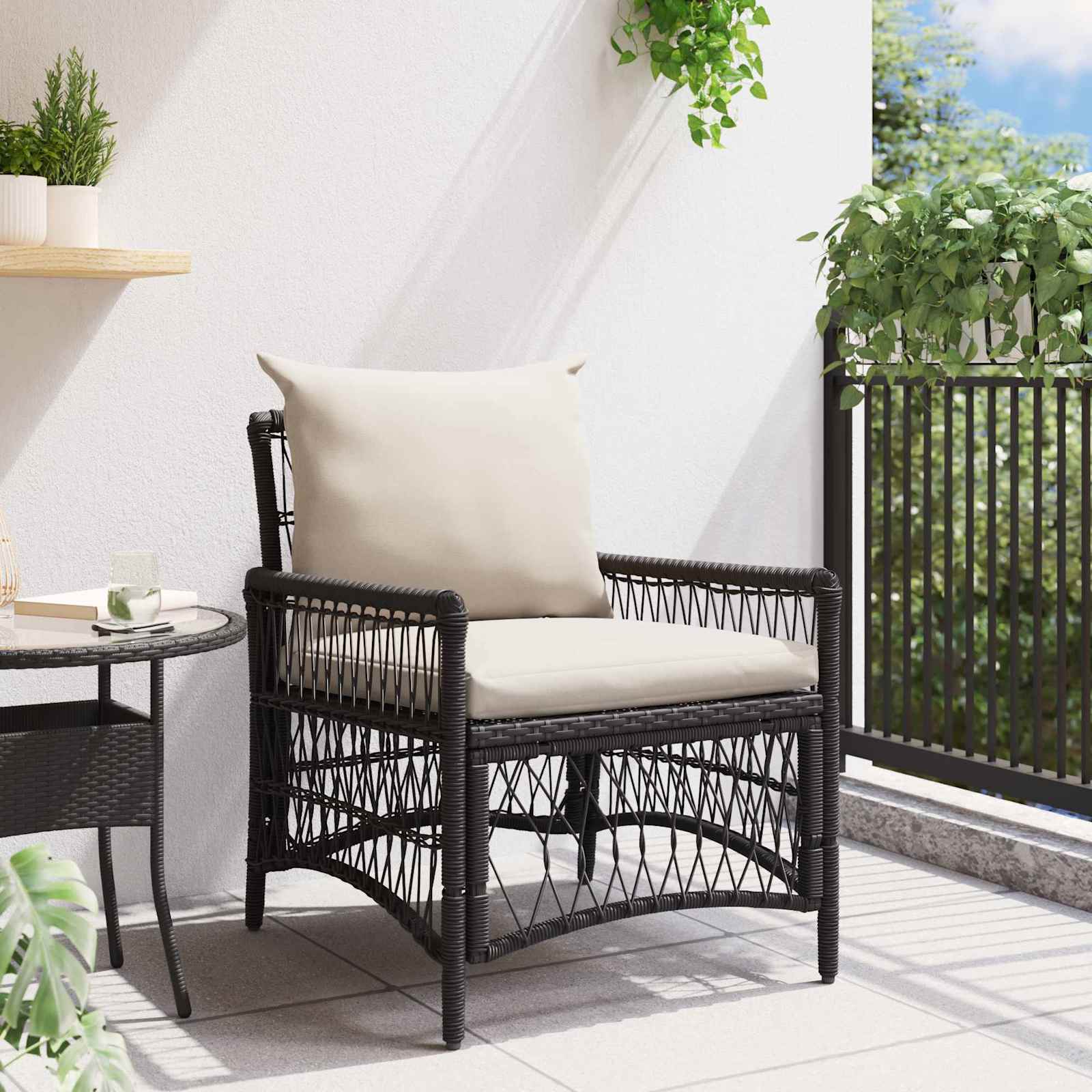 Garden Chair Black Poly Rattan