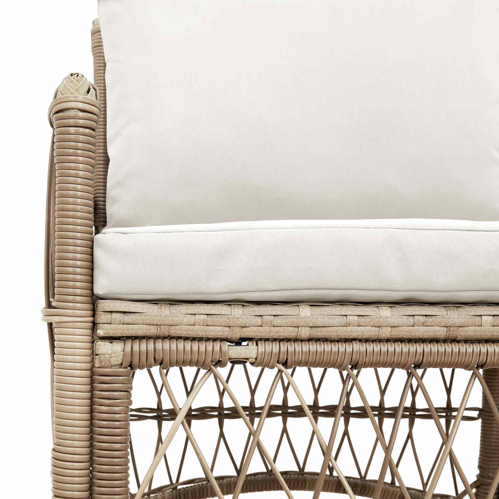 Garden Chair with Cushion Beige 73 x 61 x 77 cm Poly Rattan