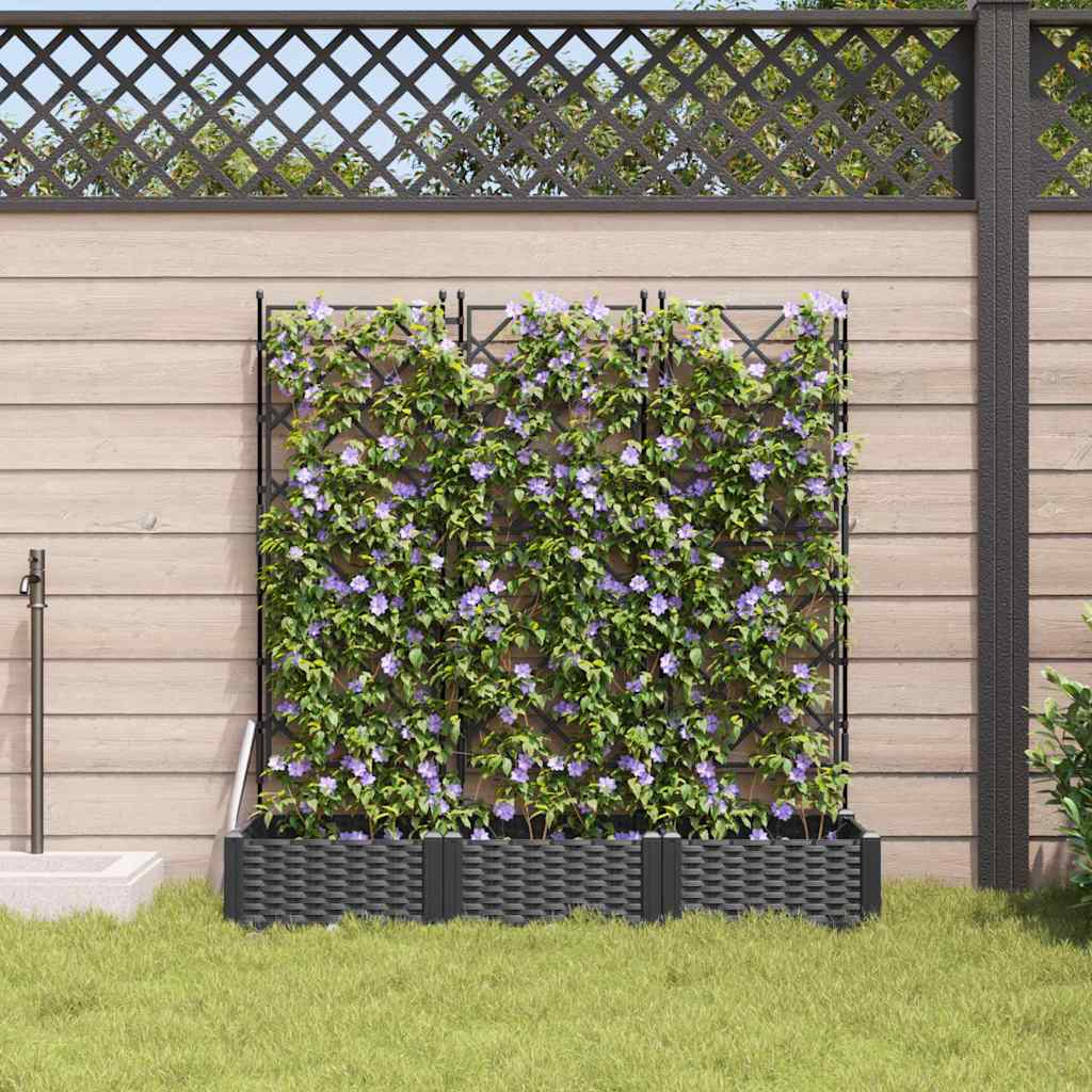Garden Planter 3 pcs Black 120 x 40 x 125,5 cm Plastic