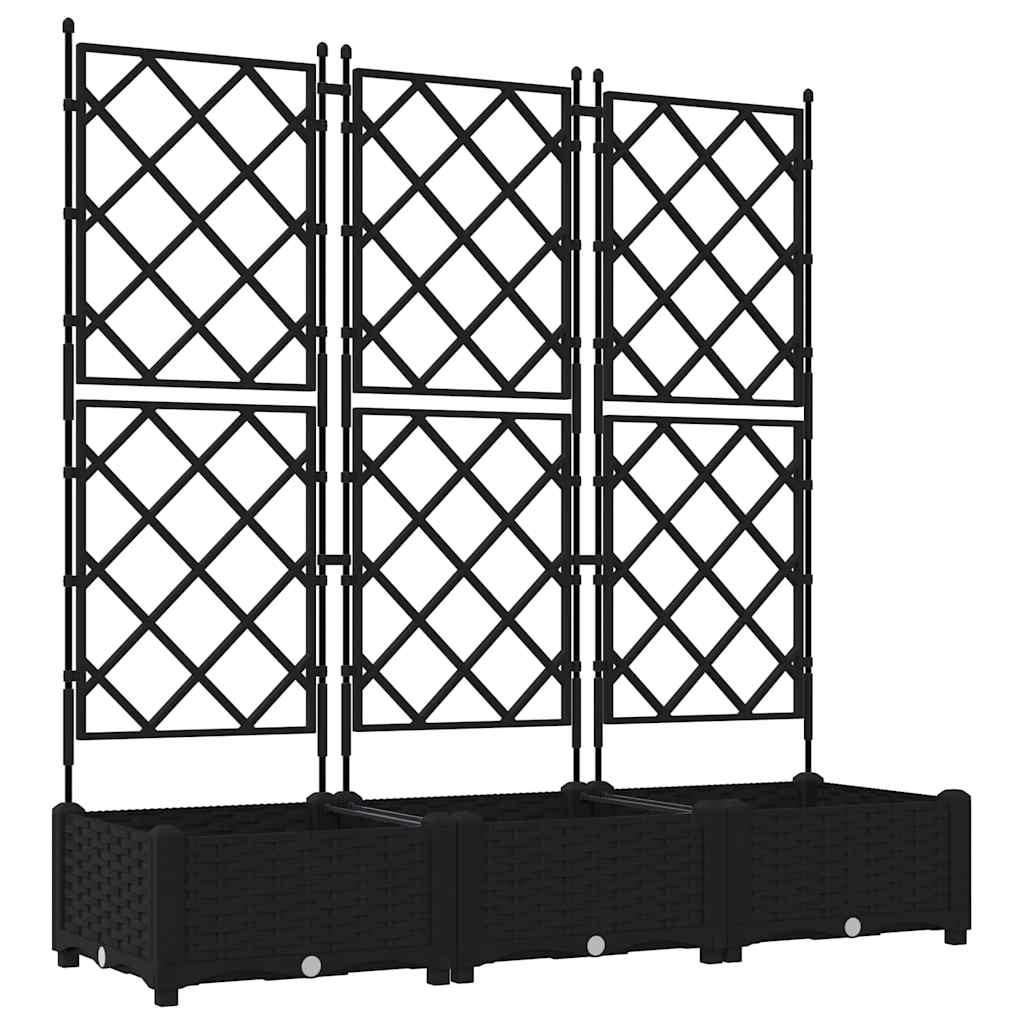 Garden Planter 3 pcs Black 120 x 40 x 125,5 cm Plastic