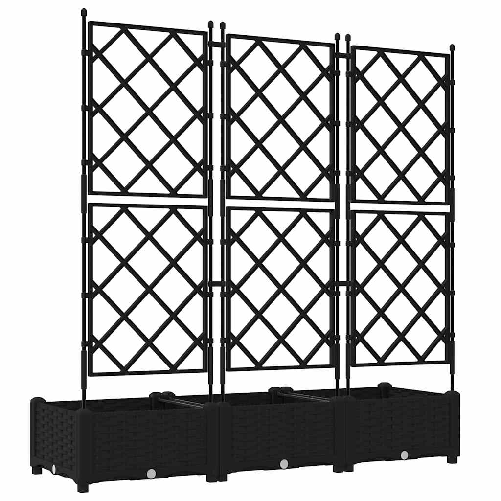 Garden Planter 3 pcs Black 120 x 40 x 125,5 cm Plastic