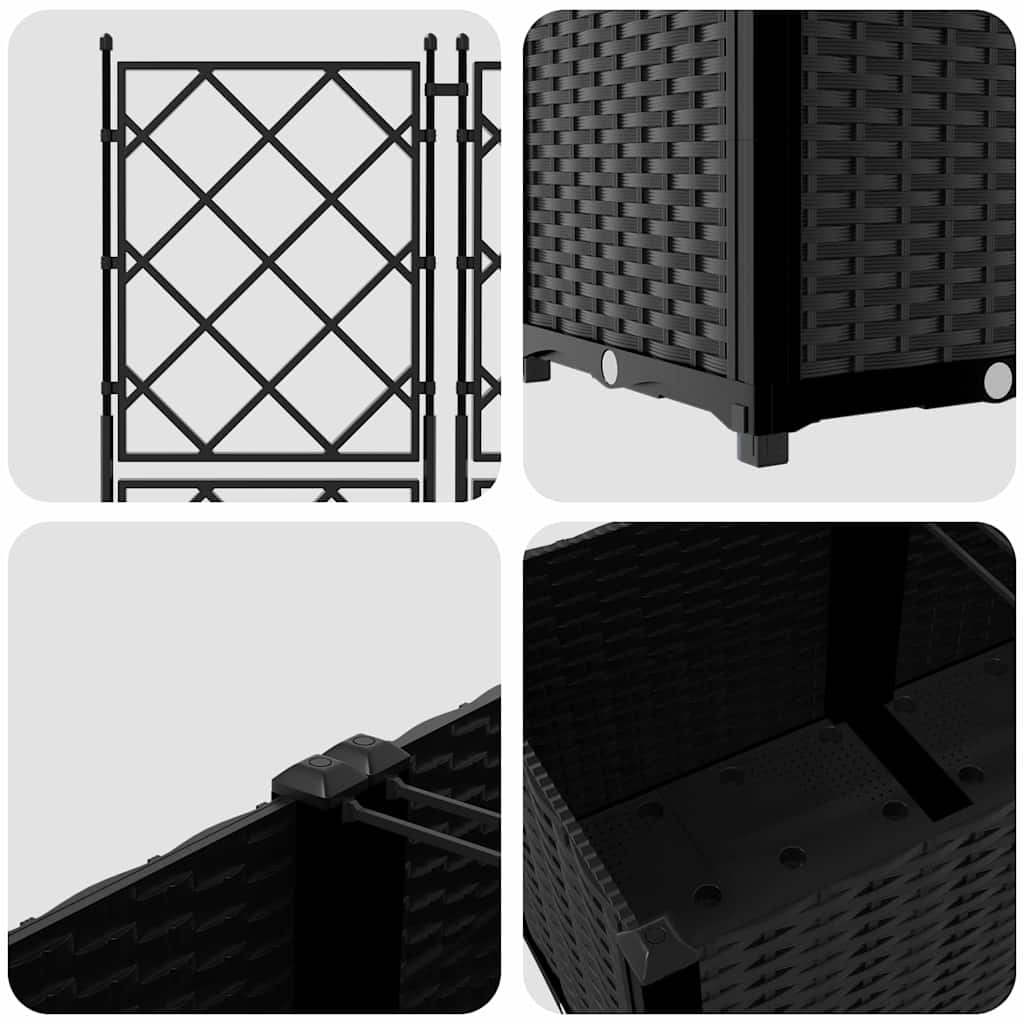 Garden Planter 3 pcs Black 120 x 40 x 143 cm Plastic