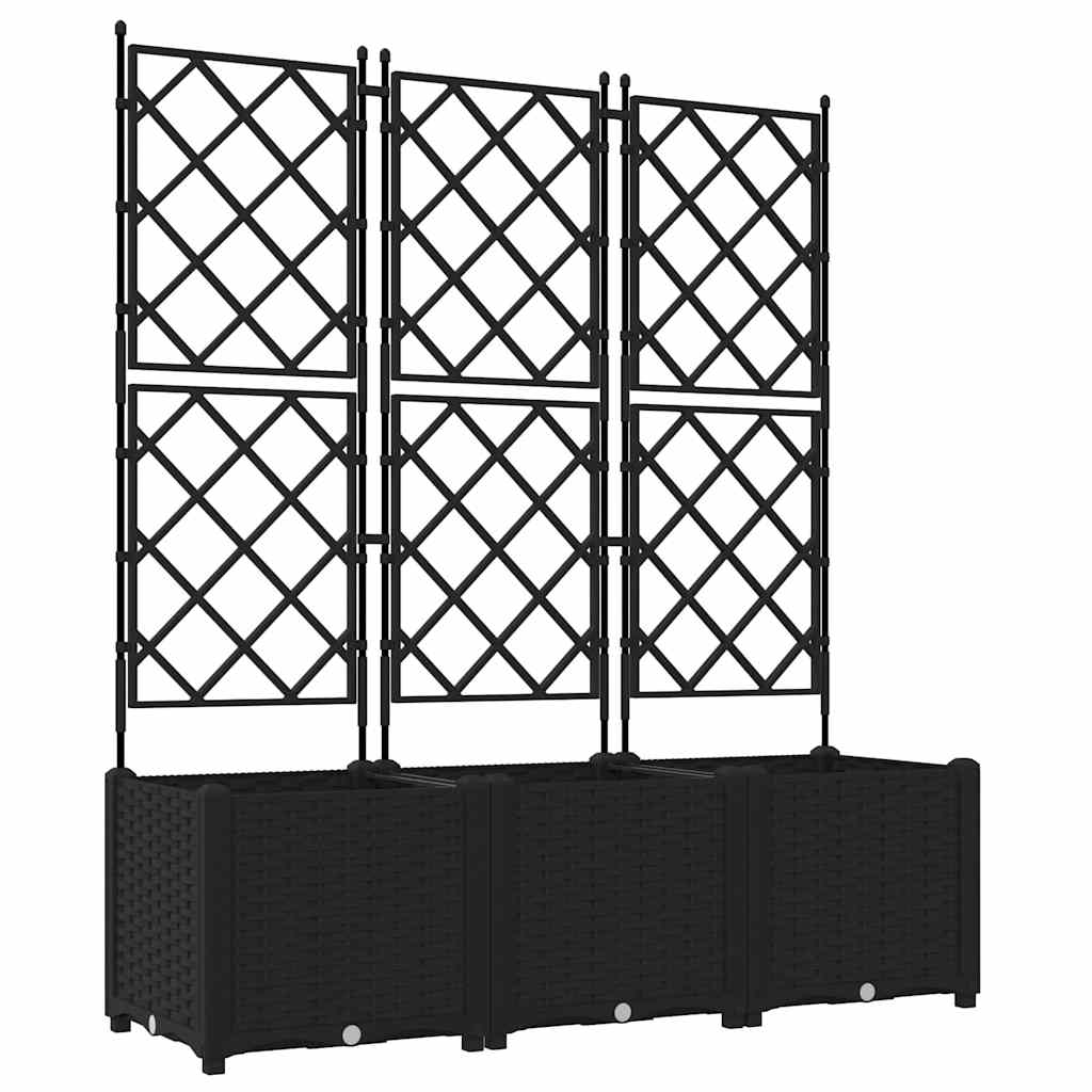 Garden Planter 3 pcs Black 120 x 40 x 143 cm Plastic