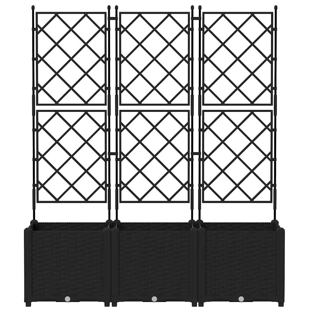 Garden Planter 3 pcs Black 120 x 40 x 143 cm Plastic