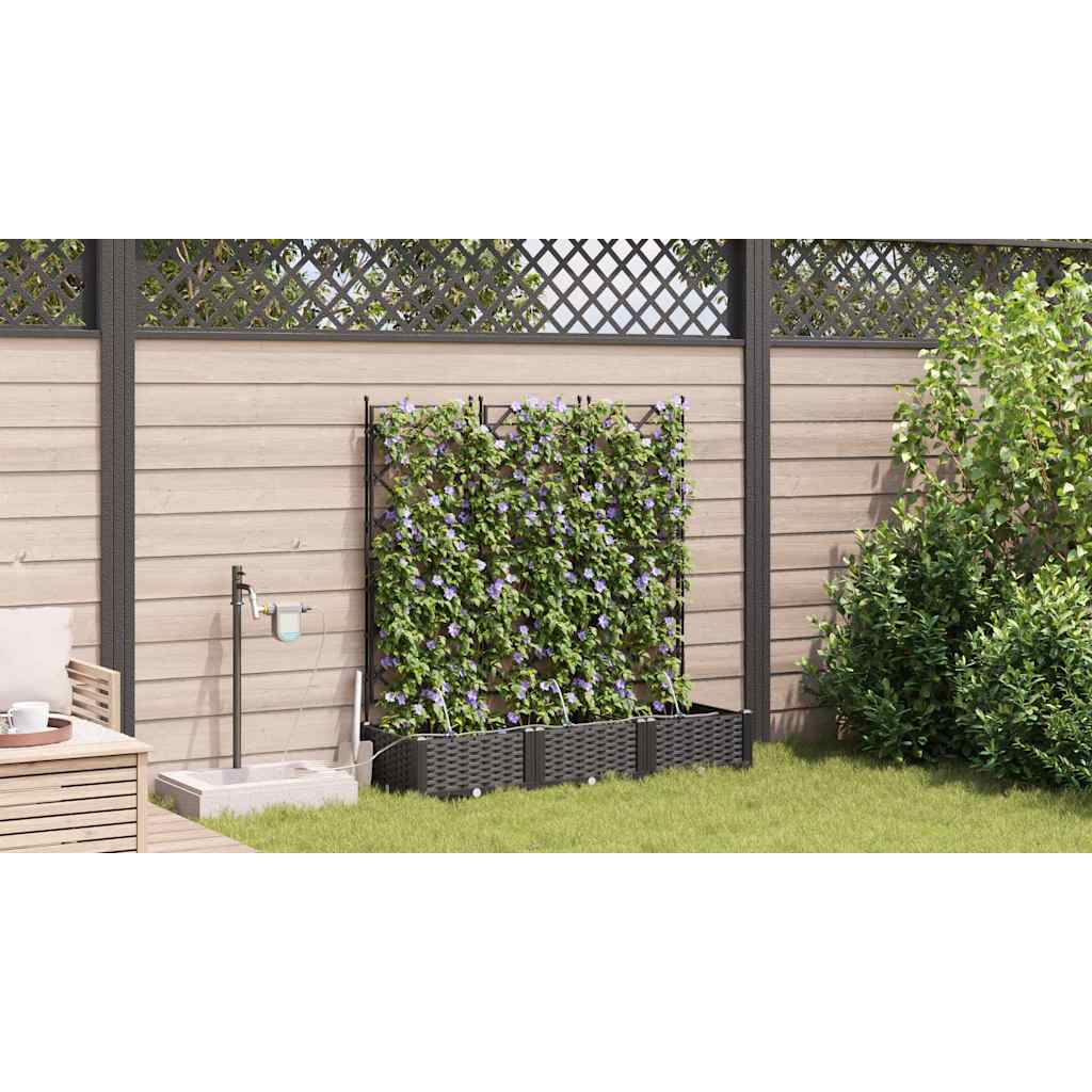 Garden Planter 3 pcs Black 120 x 40 x 126 cm Plastic