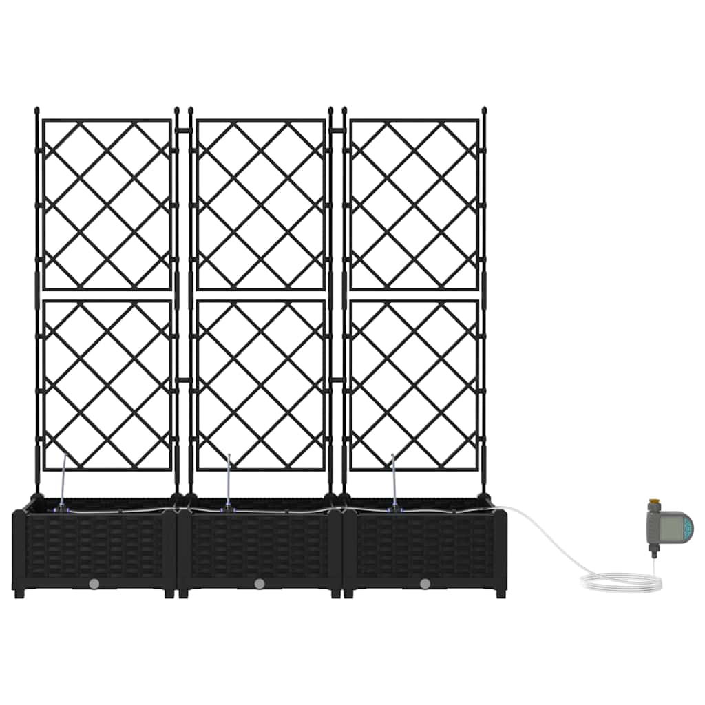 Garden Planter 3 pcs Black 120 x 40 x 126 cm Plastic