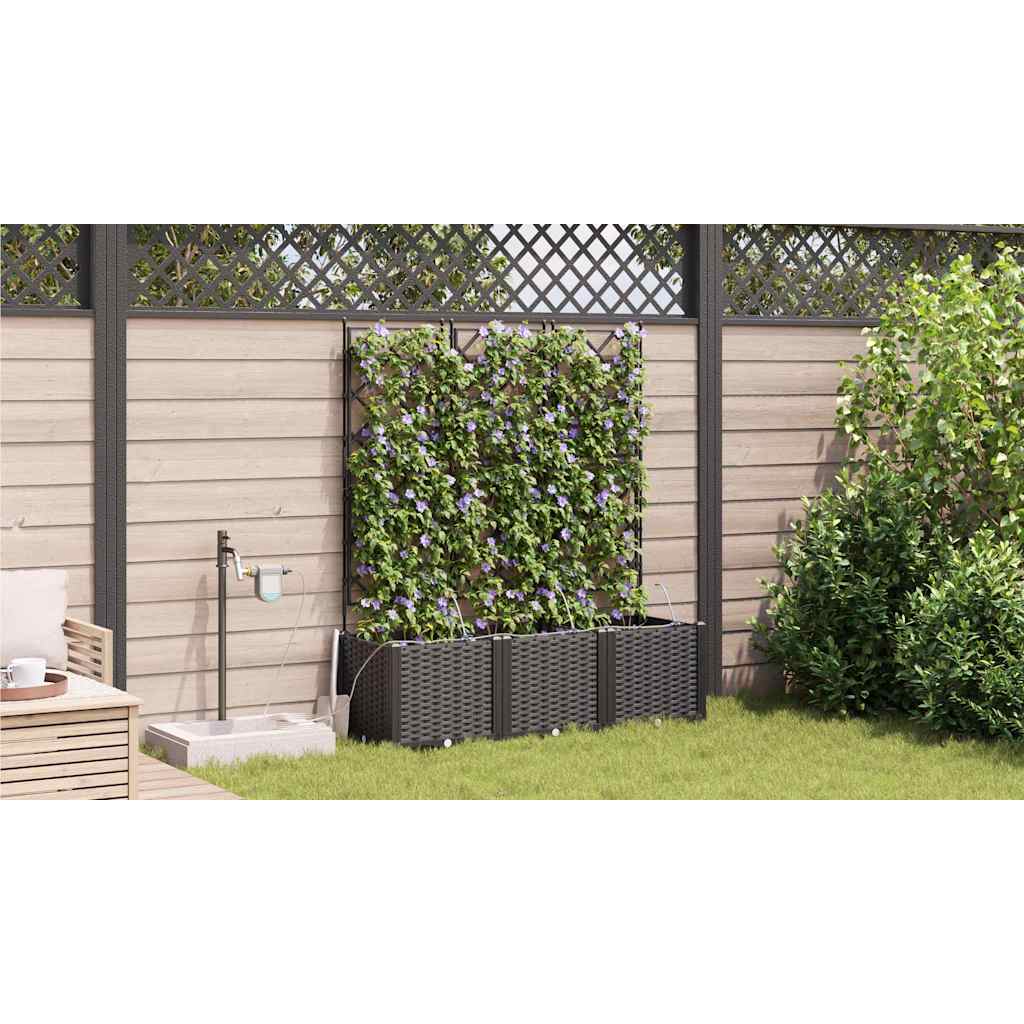 Garden Planter 3 pcs Black 120 x 40 x 142 cm Plastic