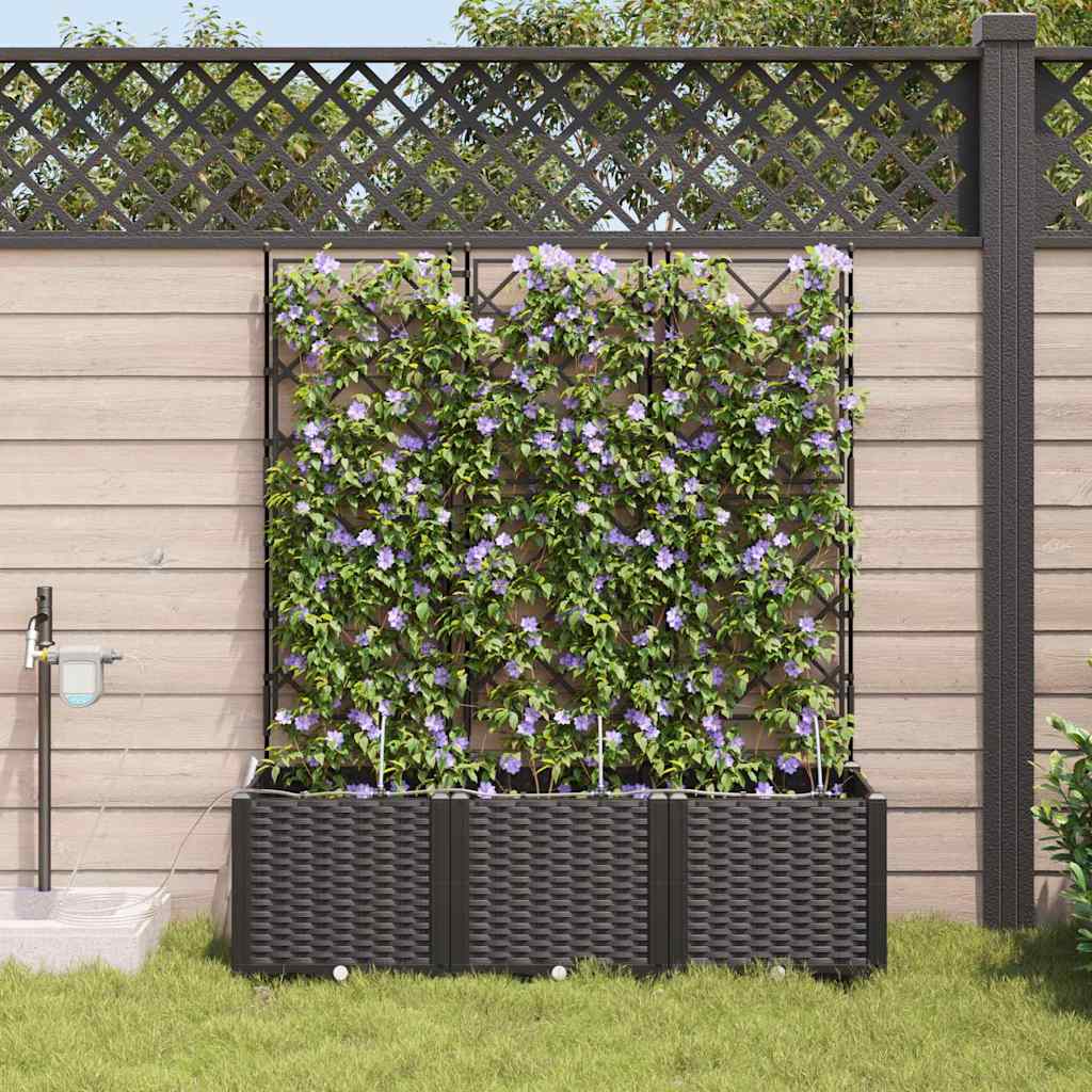 Garden Planter 3 pcs Black 120 x 40 x 142 cm Plastic