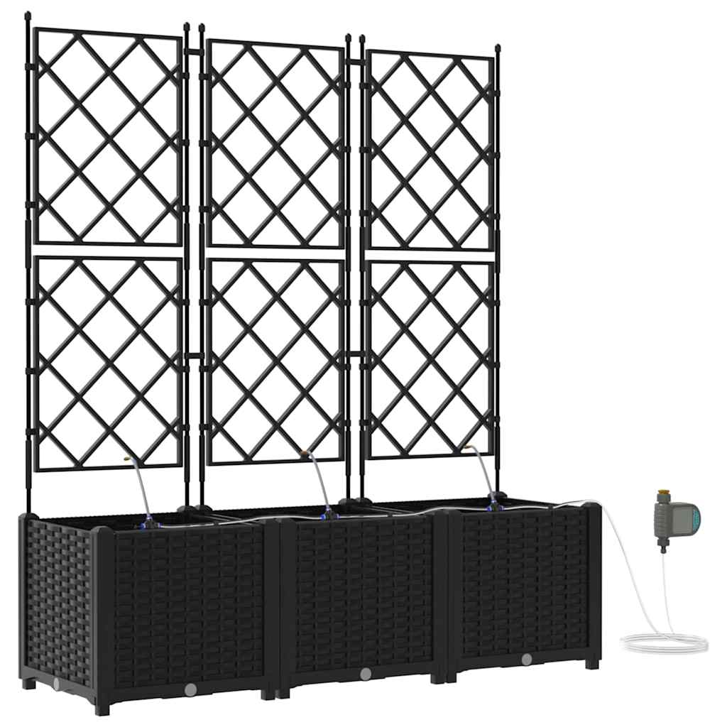 Garden Planter 3 pcs Black 120 x 40 x 142 cm Plastic