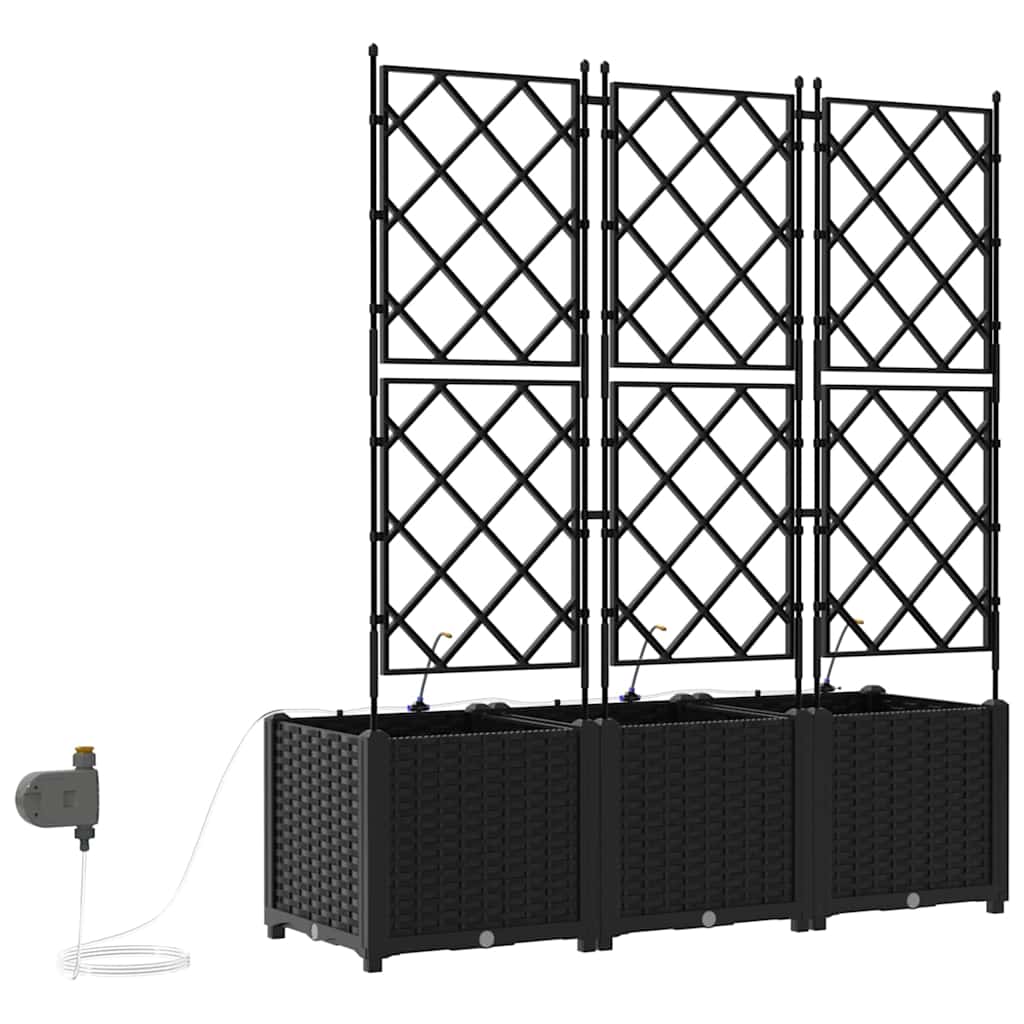 Garden Planter 3 pcs Black 120 x 40 x 142 cm Plastic