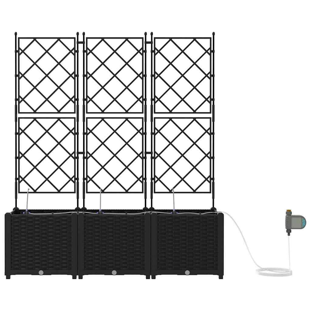 Garden Planter 3 pcs Black 120 x 40 x 142 cm Plastic