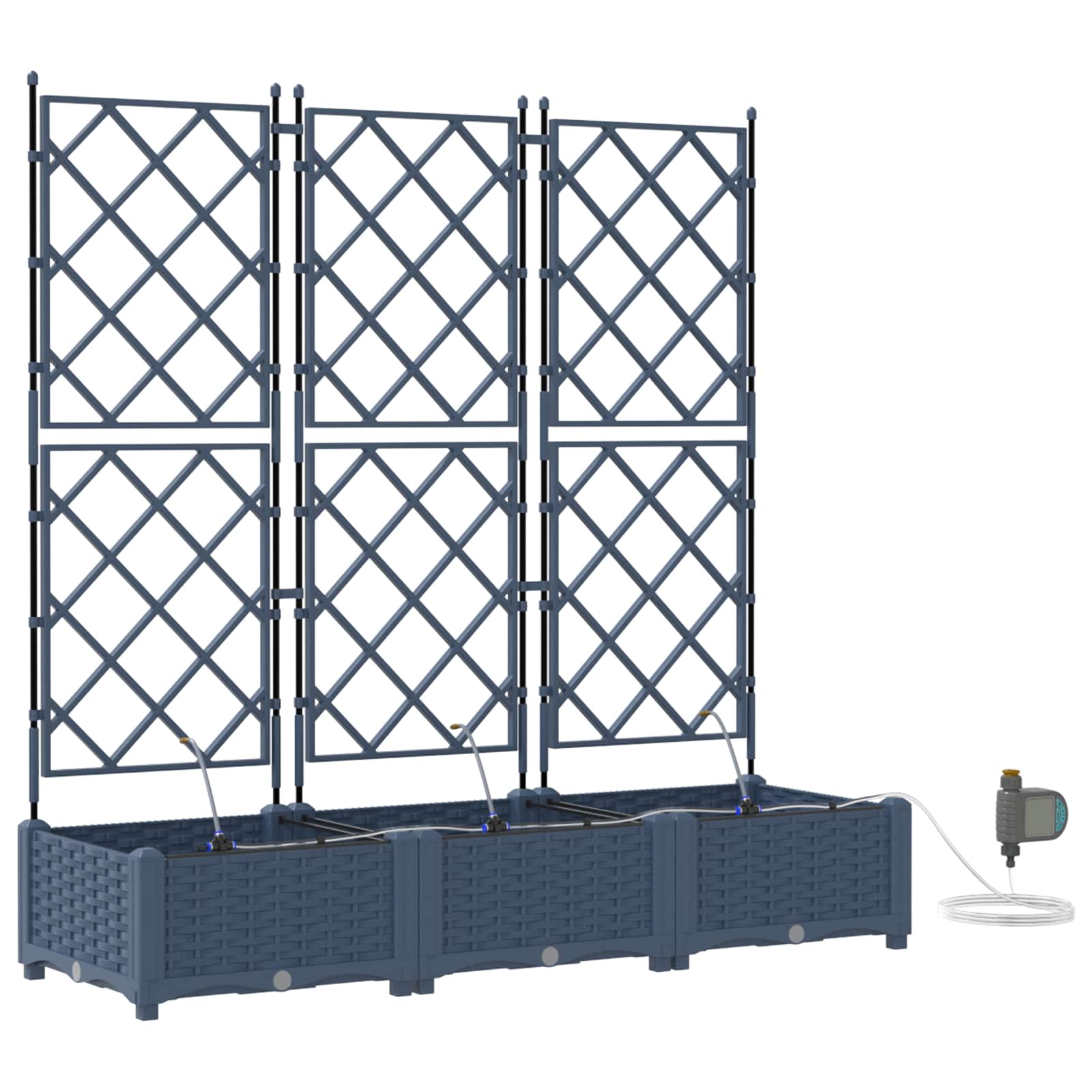 Garden Planter 3 pcs Grey 120 x 40 x 126 cm Plastic