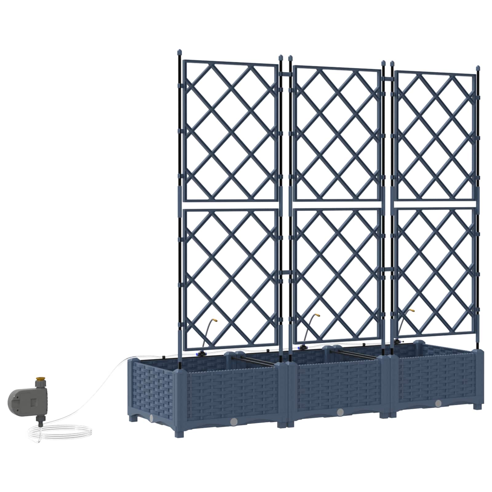 Garden Planter 3 pcs Grey 120 x 40 x 126 cm Plastic
