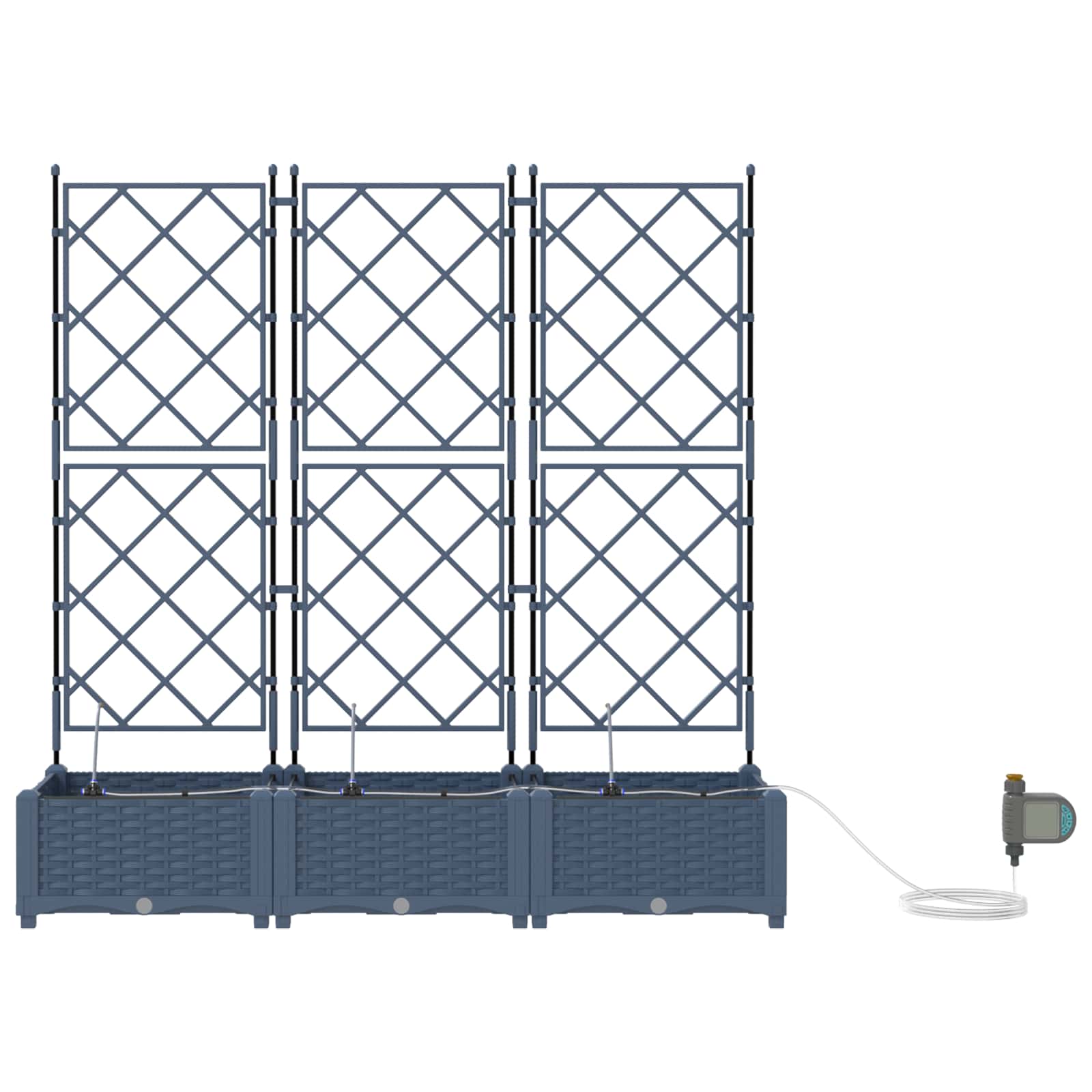Garden Planter 3 pcs Grey 120 x 40 x 126 cm Plastic