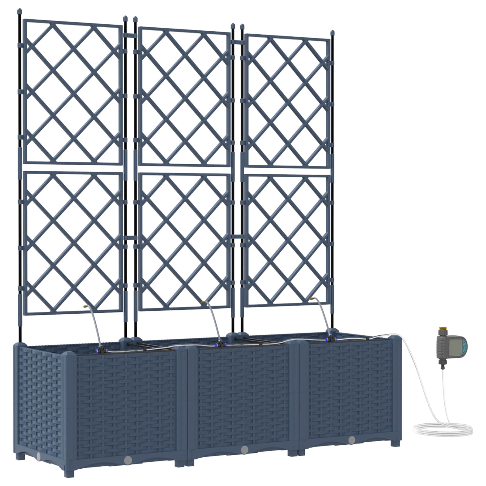 Garden Planter 3 pcs Grey 120 x 40 x 142 cm PP