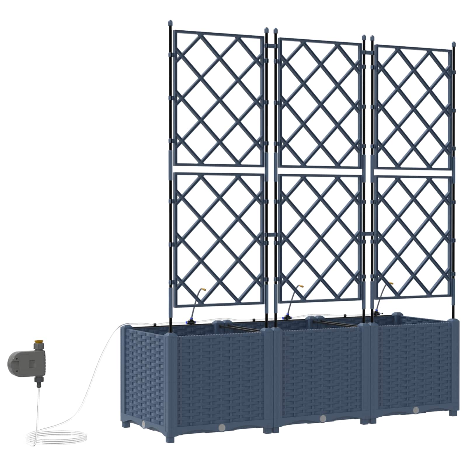 Garden Planter 3 pcs Grey 120 x 40 x 142 cm PP