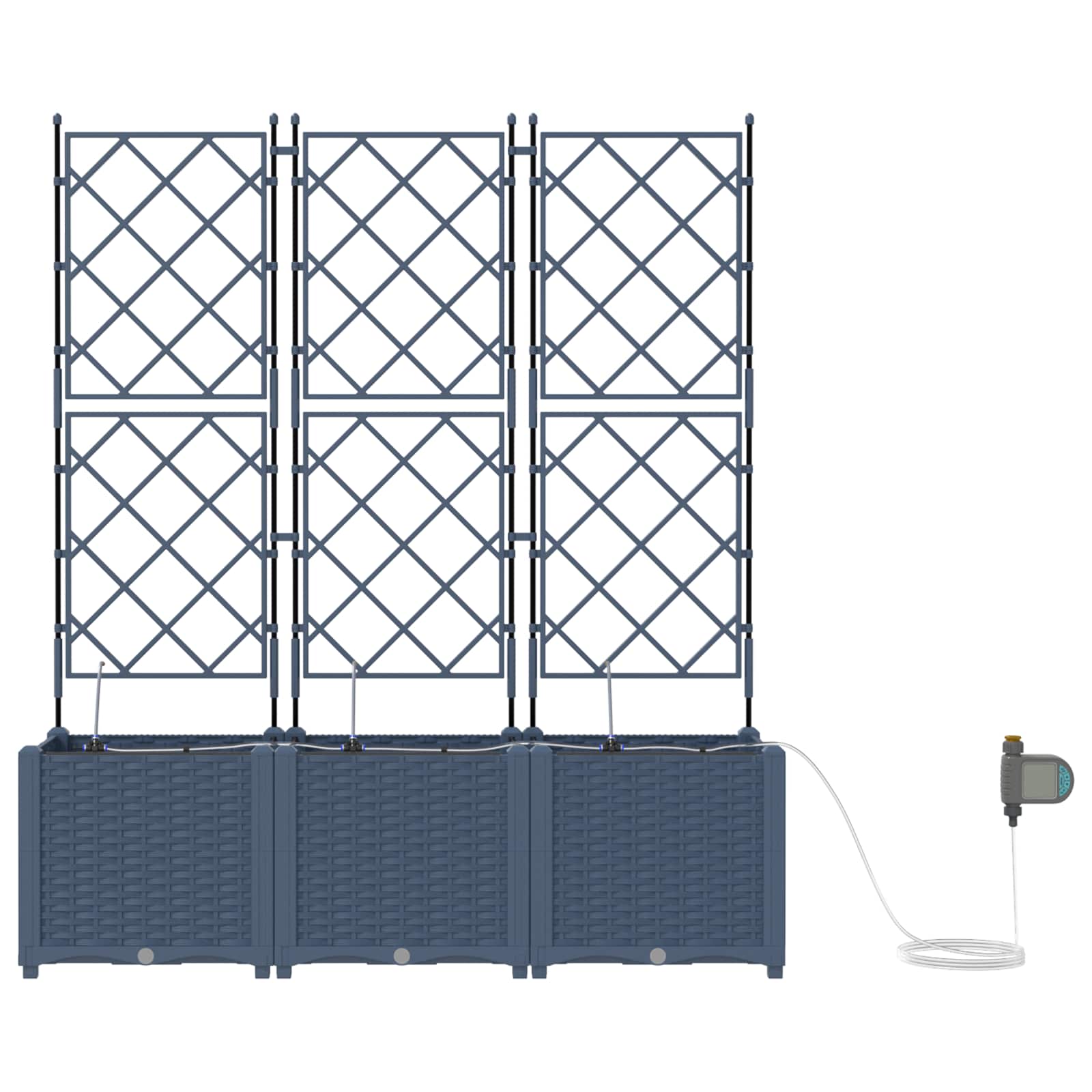 Garden Planter 3 pcs Grey 120 x 40 x 142 cm PP