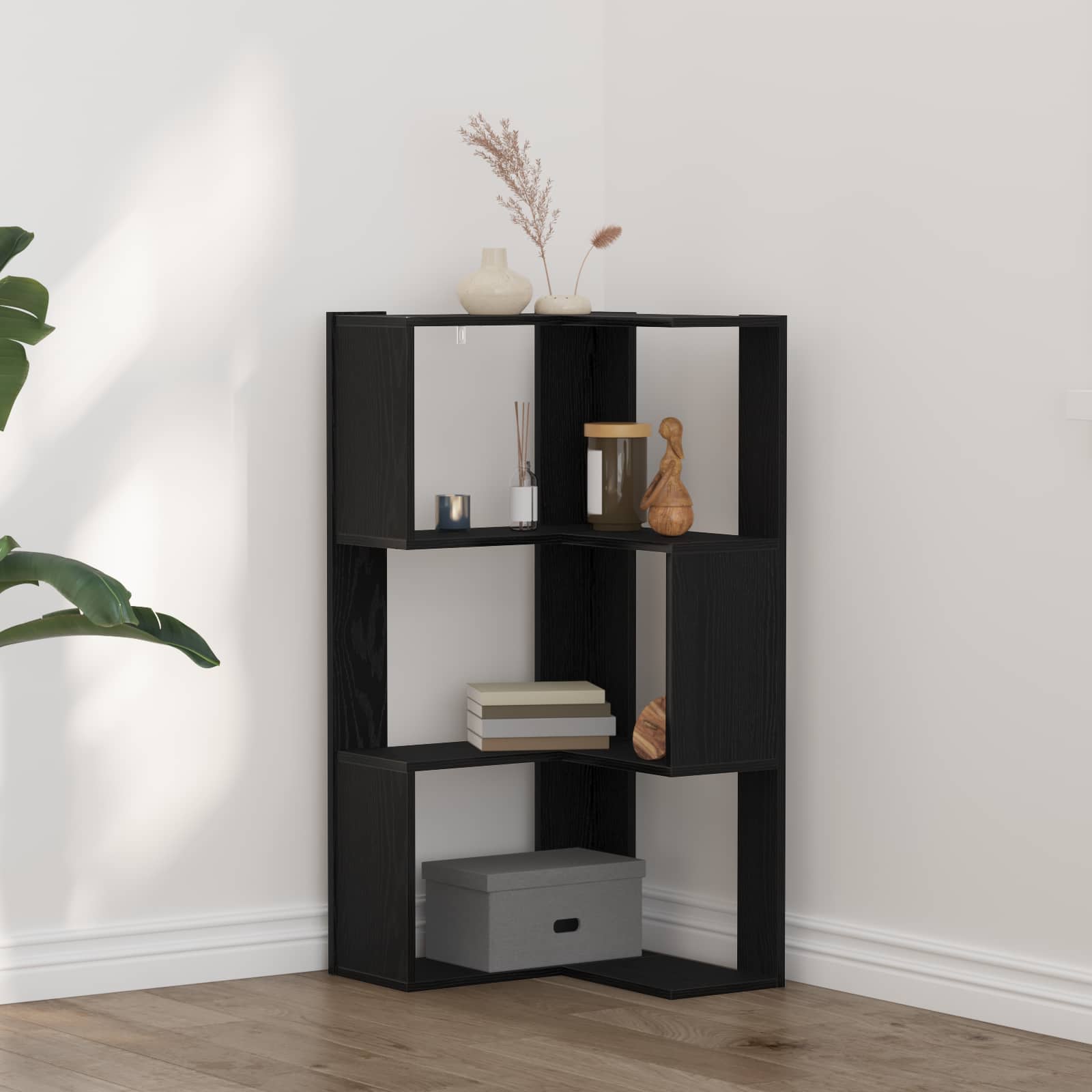 Bookcase 3-Tier 50 x 50 x 102 cm Black Oak