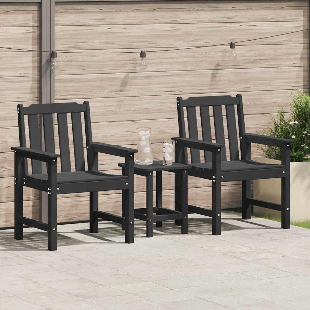 Garden Dining Chair. 2 pcs Black 65.5 x 59 x 88 cm HDPE