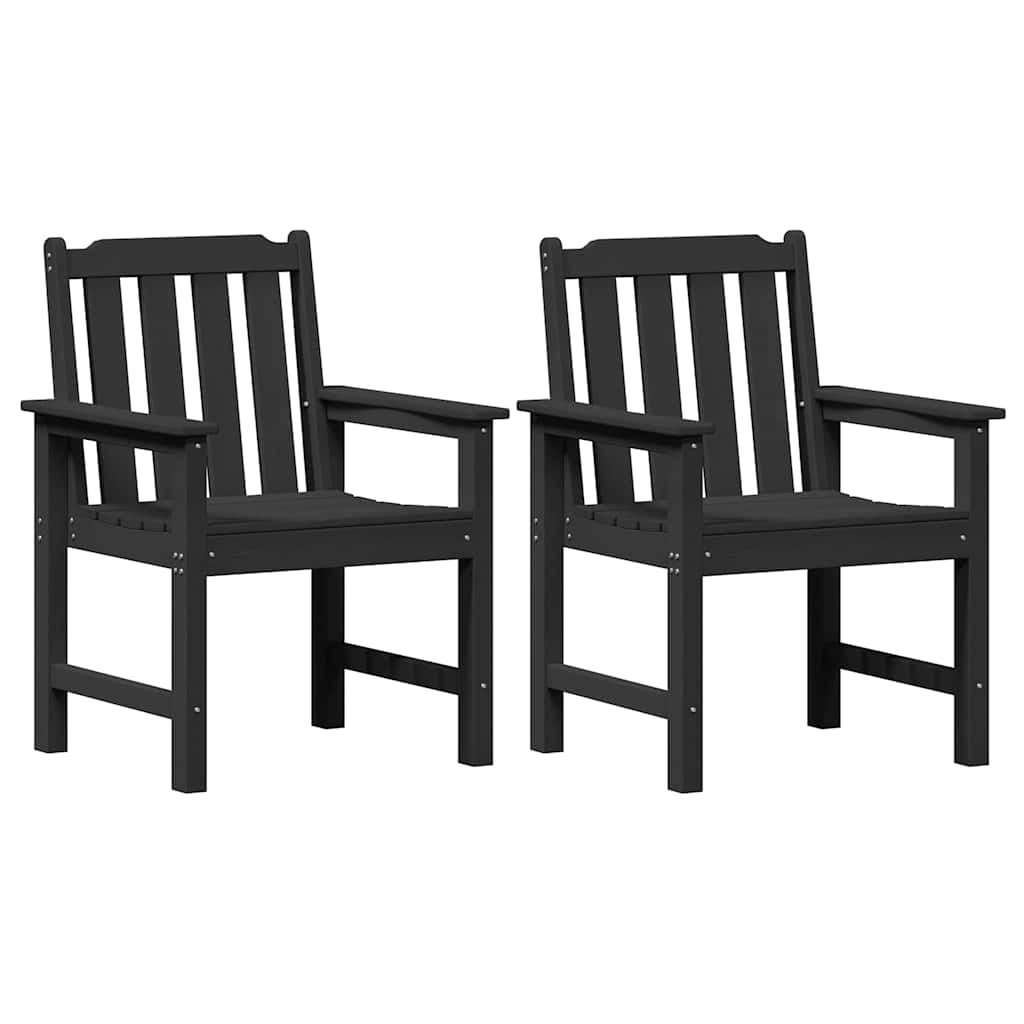 Garden Dining Chair. 2 pcs Black 65.5 x 59 x 88 cm HDPE
